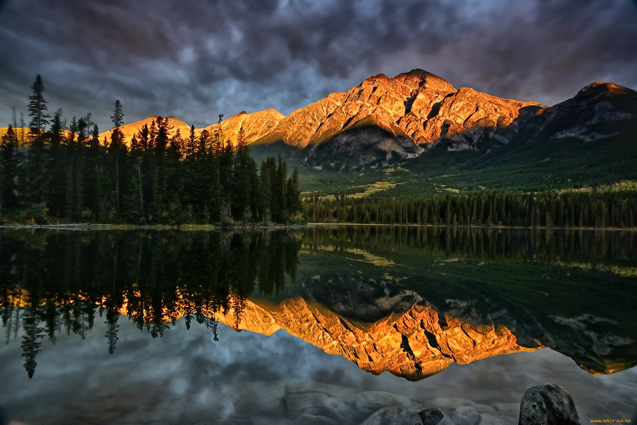 pyramid, lake, jasper, national, park, alberta, canada, , , , , , , , , 